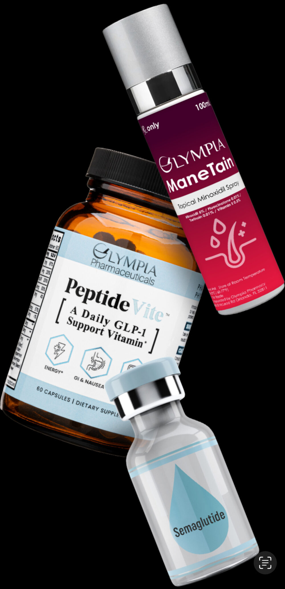 Bundle Semaglutide- Injectable  5 mg/ml -25mg (5mL) Vial / Peptide Vite / Manetain
